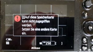 Defekte XQD - Kamera Display Fehlermeldung